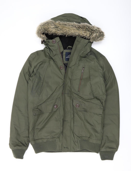 Mens UK Size S Industrialize Green Parka Coat