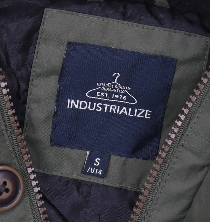 Mens UK Size S Industrialize Green Parka Coat