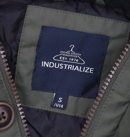 Mens UK Size S Industrialize Green Parka Coat