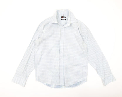 Refined Men's White Blue Geometric Shirt S