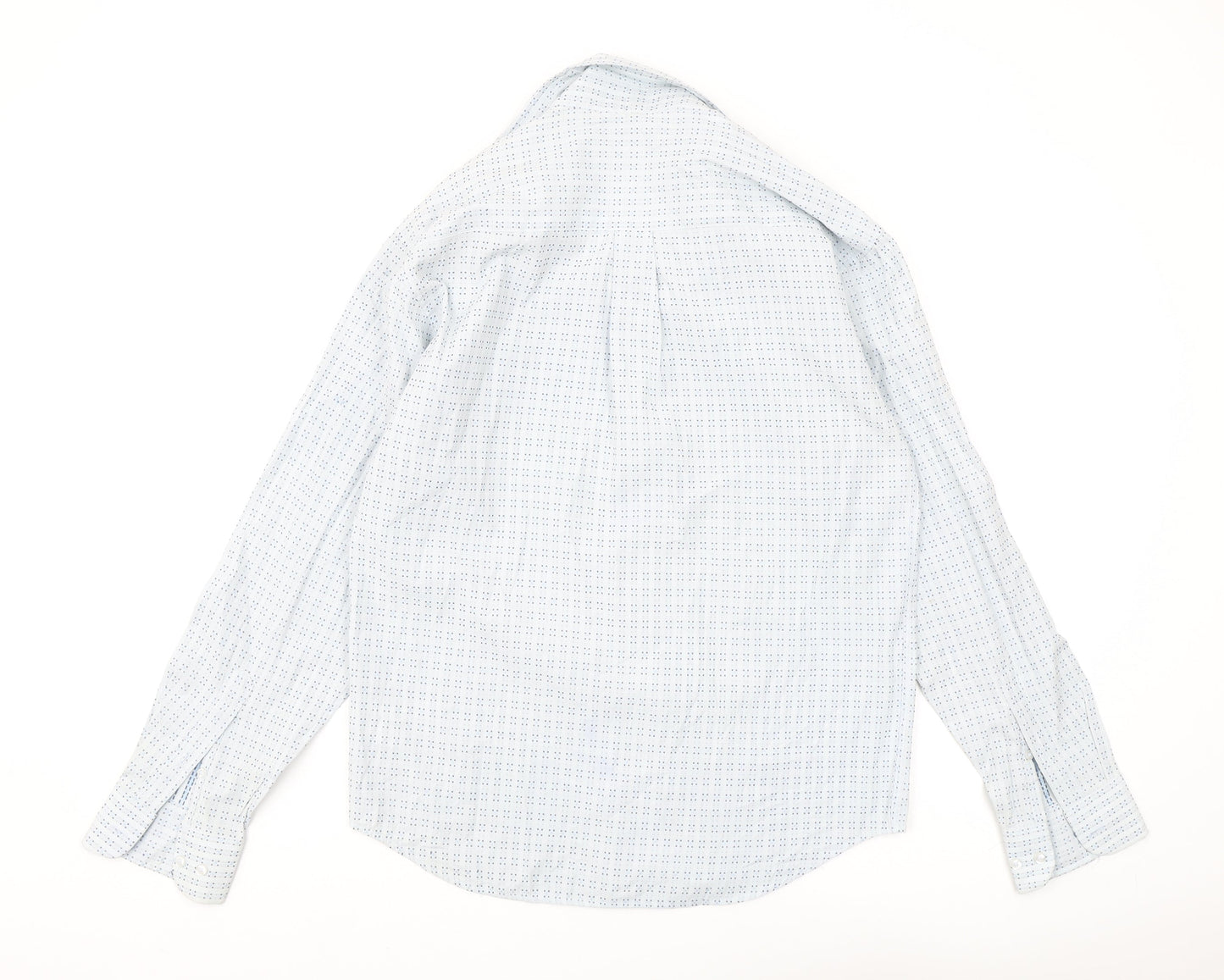 Refined Men's White Blue Geometric Shirt S
