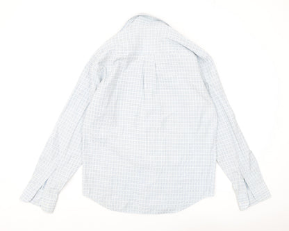 Refined Men's White Blue Geometric Shirt S