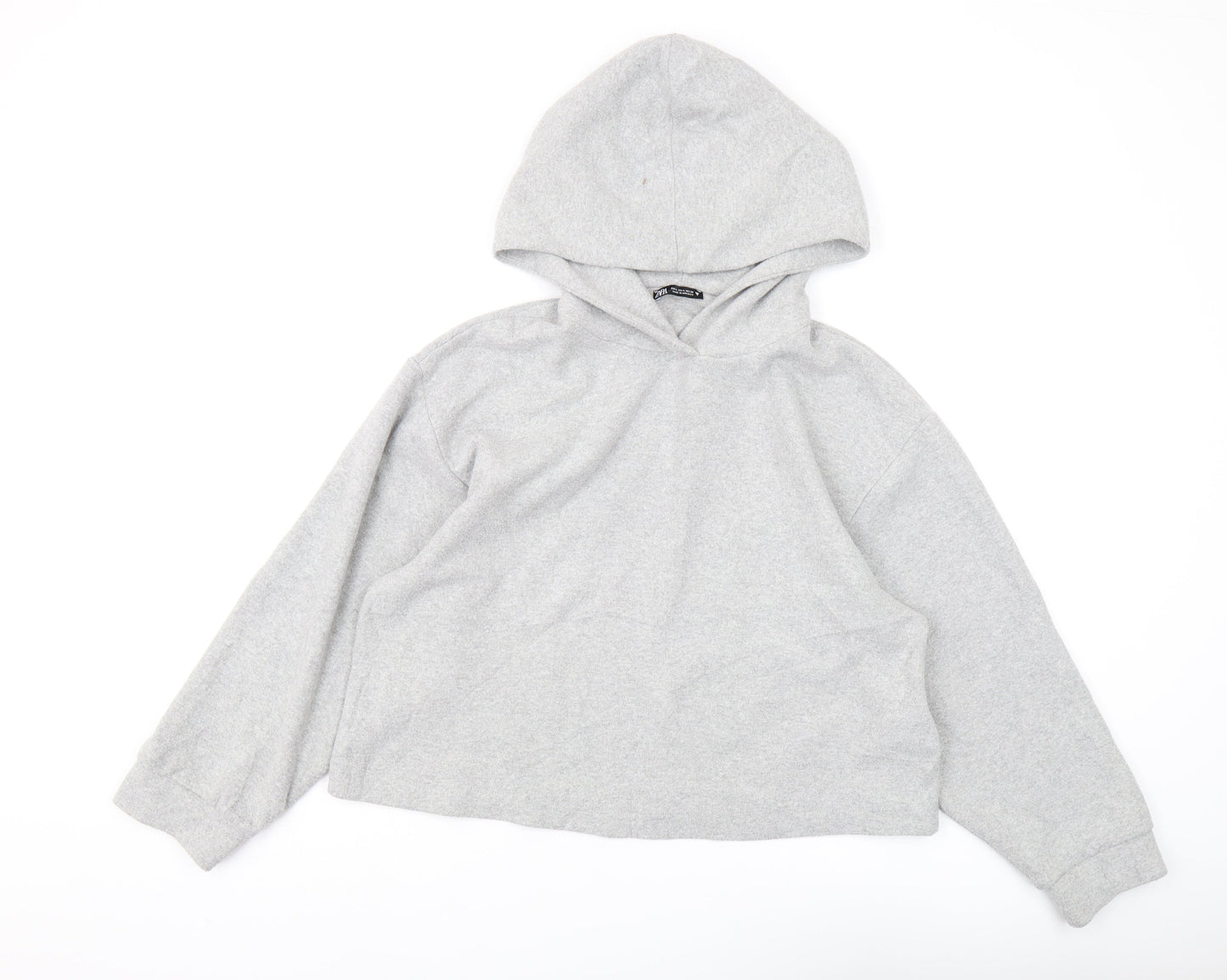 Zara Women's Grey Pullover Hoodie, L, Casual Comfort