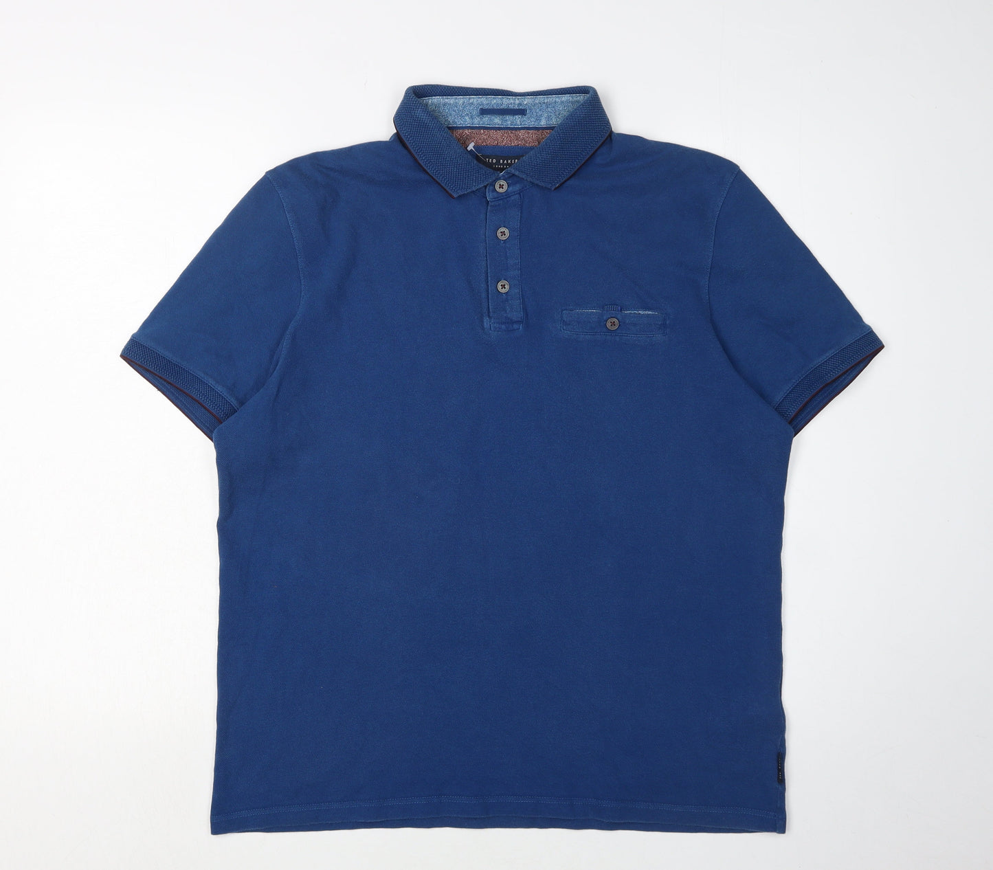 Ted Baker Men's Blue Polo Shirt, L, Solid Cotton