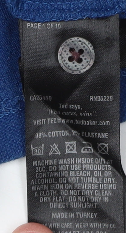 Ted Baker Men's Blue Polo Shirt, L, Solid Cotton