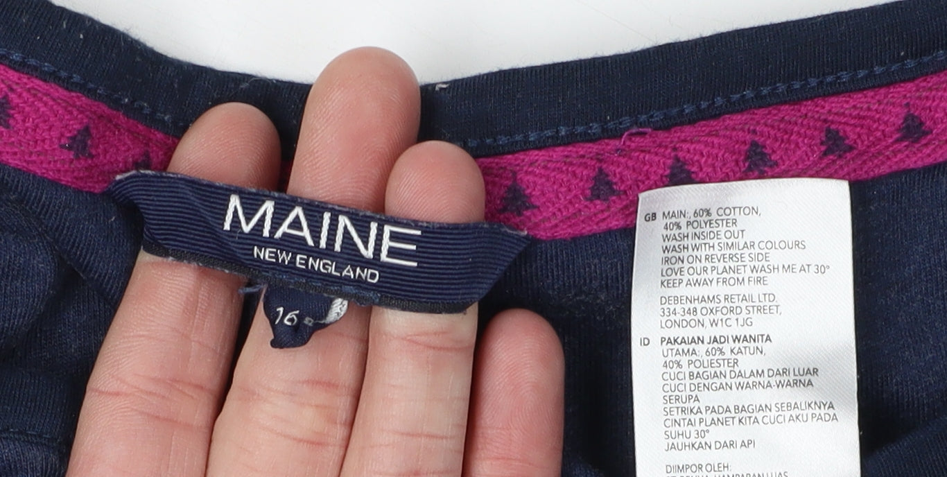 Maine New England Women's Blue Striped T-Shirt Size 16