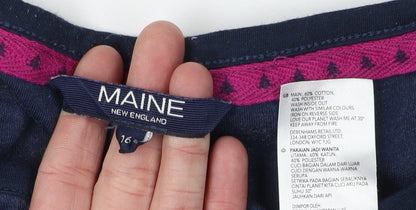 Maine New England Women's Blue Striped T-Shirt Size 16