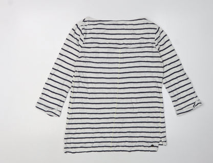 FatFace Women Ivory Striped T-Shirt Size 10