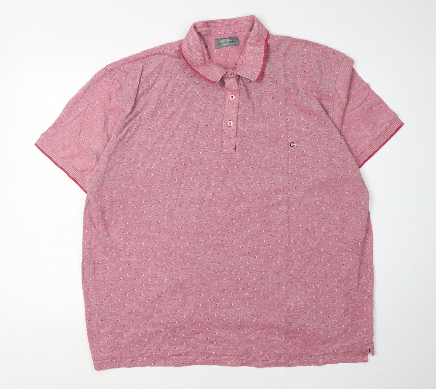 Peter Gribby Pink Geometric Polo Shirt - Men's 3XL