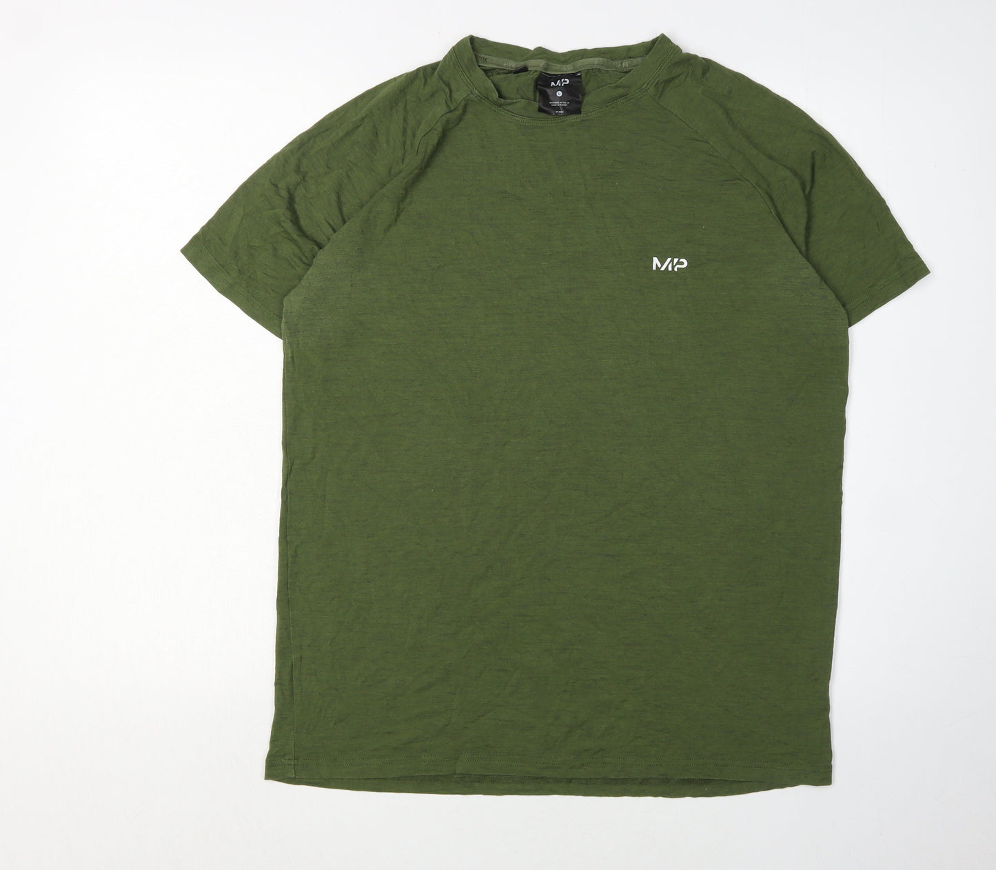 MP Men's Green Basic T-Shirt, L, Breathable Logo