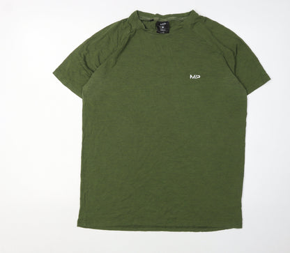 MP Men's Green Basic T-Shirt, L, Breathable Logo