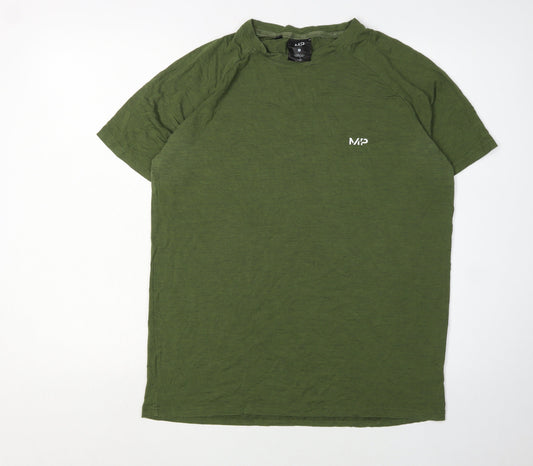 MP Men's Green Basic T-Shirt, L, Breathable Logo