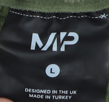 MP Men's Green Basic T-Shirt, L, Breathable Logo