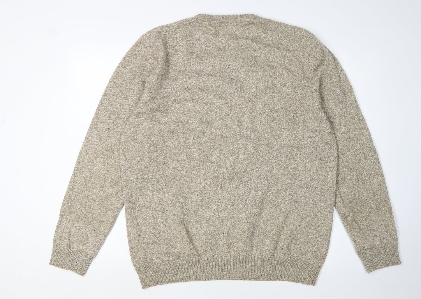 Atlantic Bay Men's Beige Pullover Jumper, L, Crew Neck