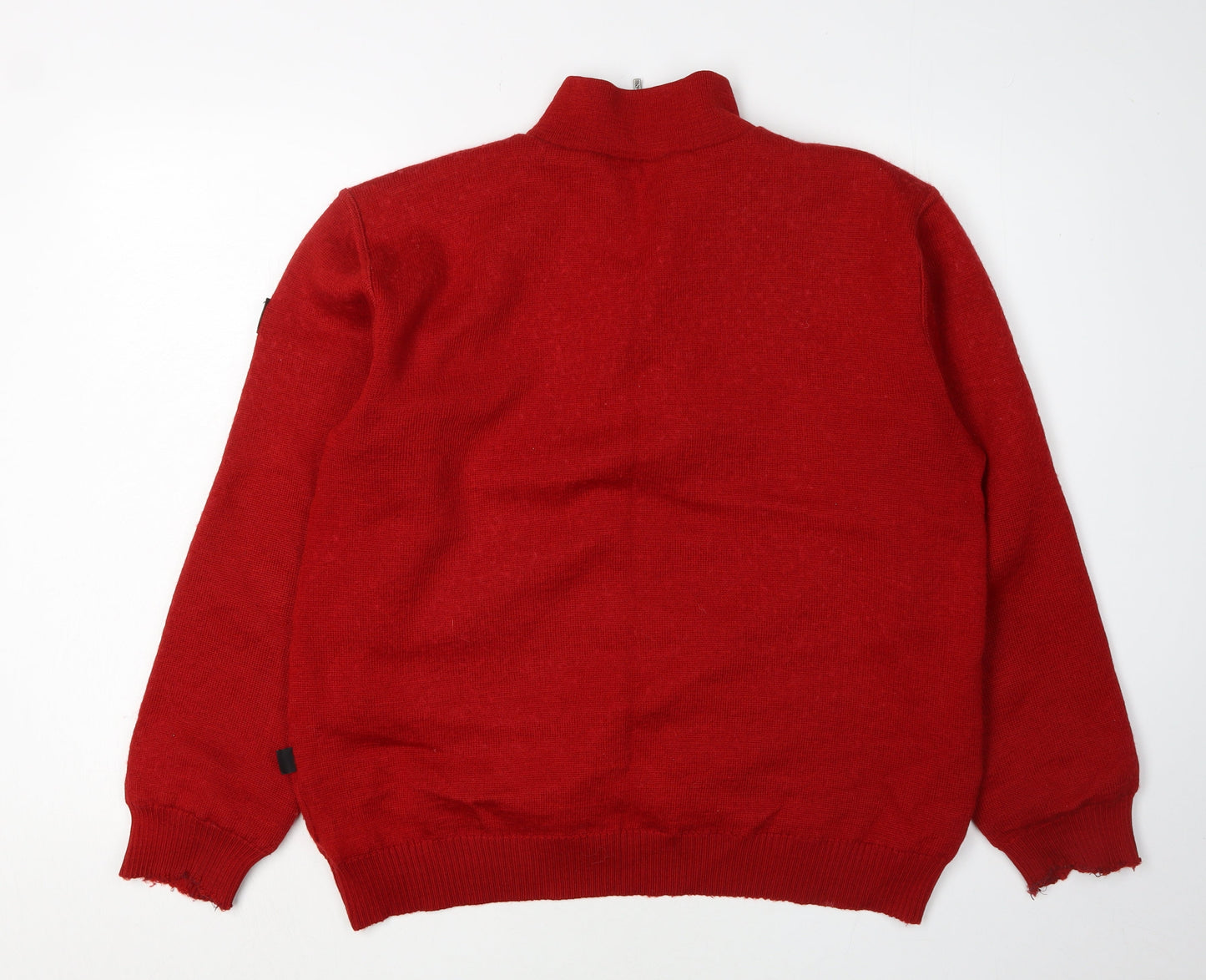 Men's Red Full Zip Jumper M Knit Casual Wool Blend