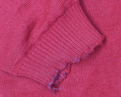 Men's Red Full Zip Jumper M Knit Casual Wool Blend
