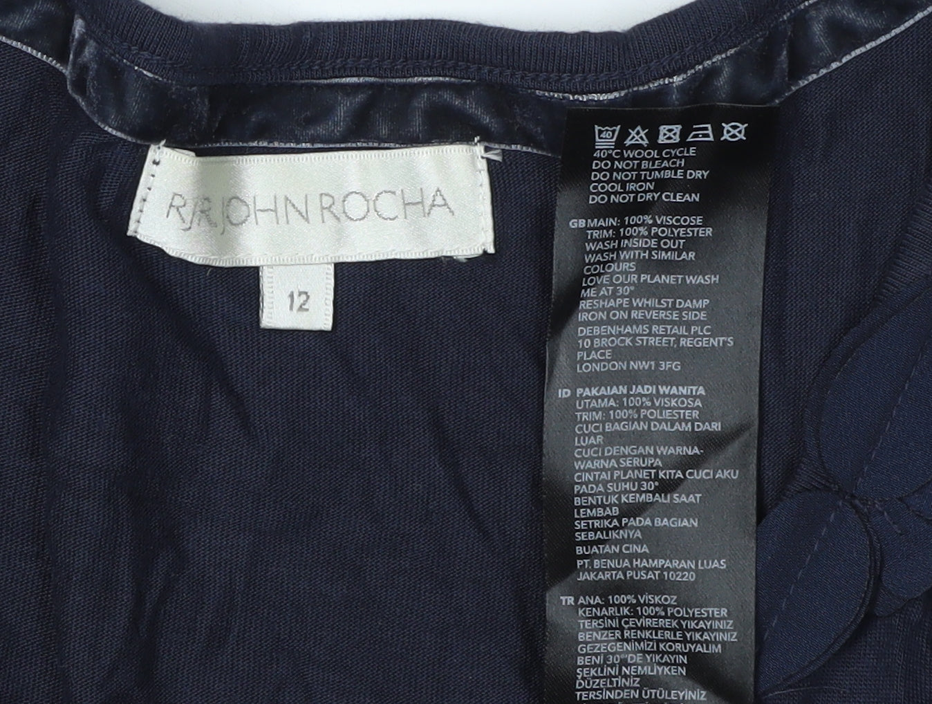 Womens UK Size 12 RJR John Rocha Blue Basic T-Shirt