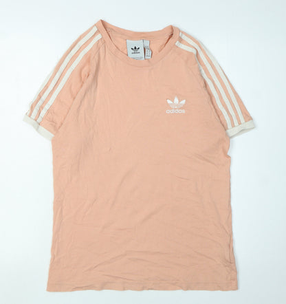 Adidas Women's Pink Cotton T-Shirt XS Raglan Sleeve