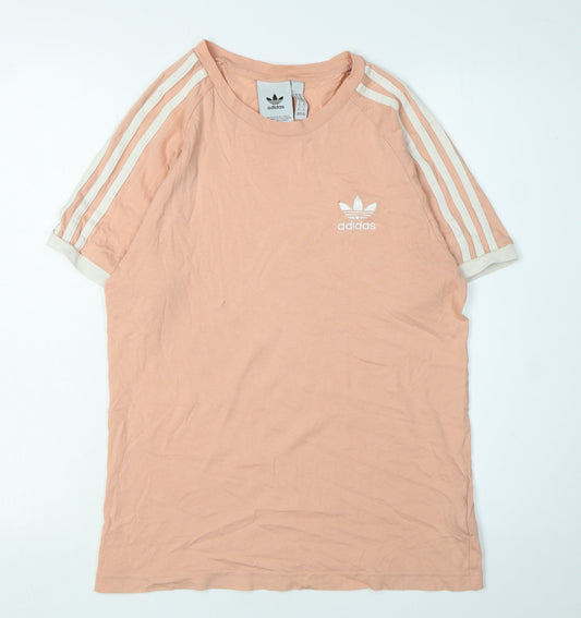 Adidas Women's Pink Cotton T-Shirt XS Raglan Sleeve