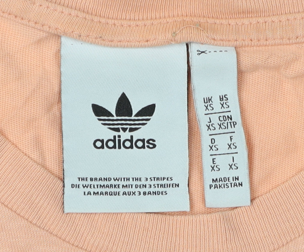 Adidas Women's Pink Cotton T-Shirt XS Raglan Sleeve