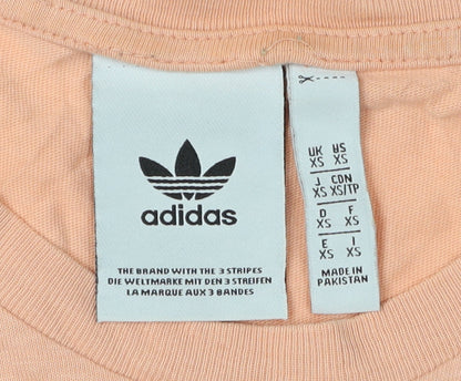 Adidas Women's Pink Cotton T-Shirt XS Raglan Sleeve