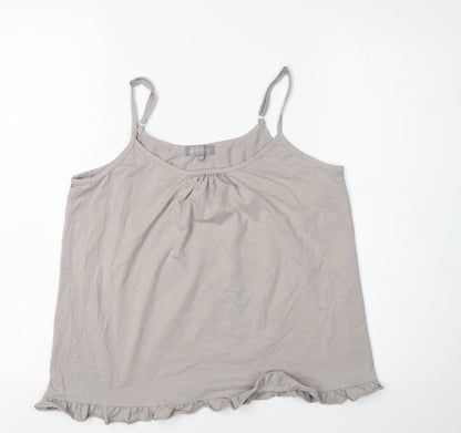 First Avenue Grey Camisole Tank Top, Women M, Ruffle Accents