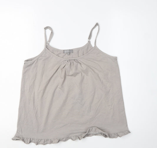 First Avenue Grey Camisole Tank Top, Women M, Ruffle Accents
