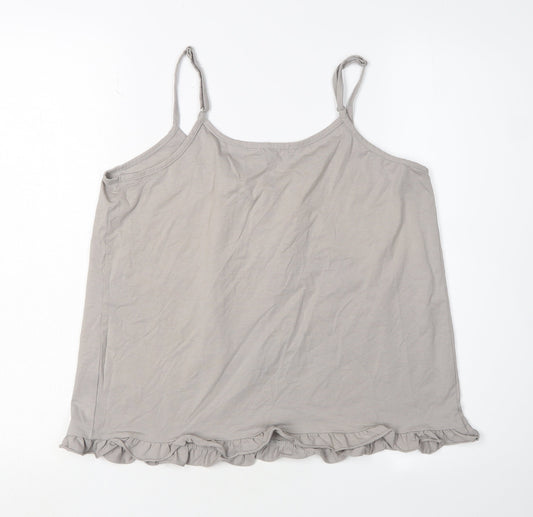 First Avenue Grey Camisole Tank Top, Women M, Ruffle Accents