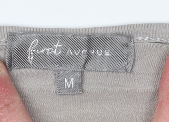 First Avenue Grey Camisole Tank Top, Women M, Ruffle Accents