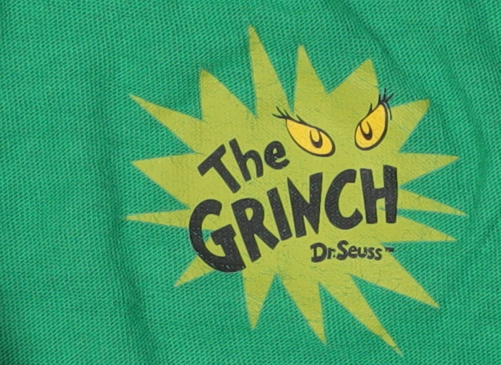 Tescos Boys Green Grinch Sequin T-Shirt 8-9 Years Christmas Fun