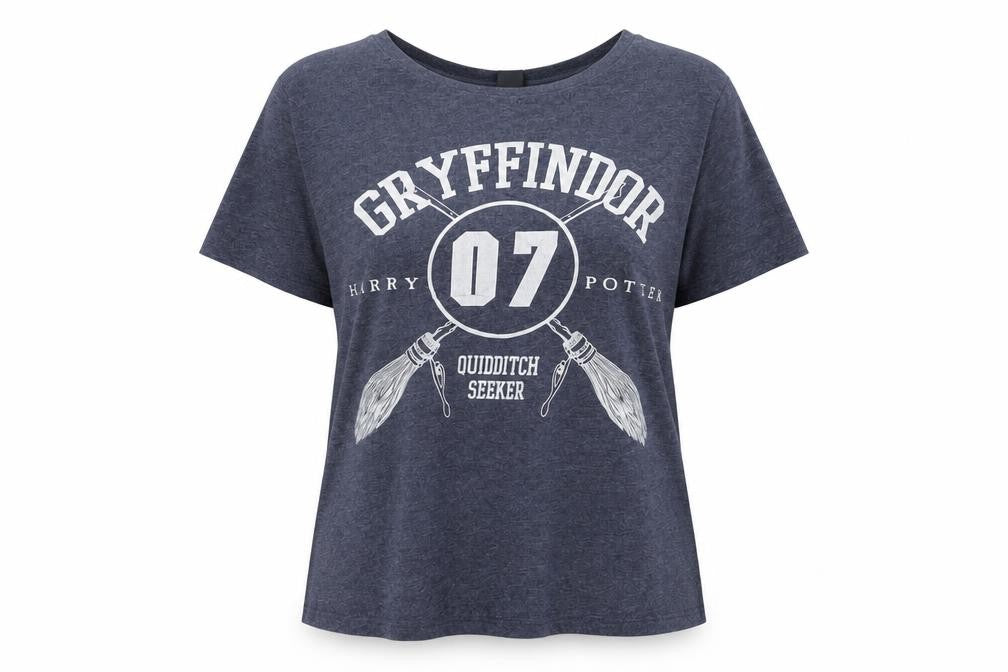 Front view of Harry Potter unisex blue t-shirt, size 14