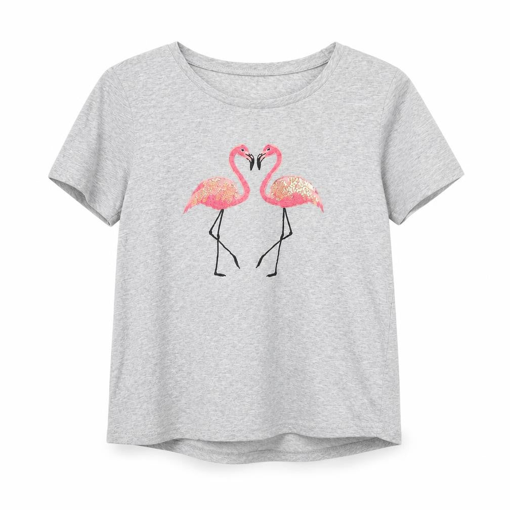 Oasis Women's Grey Flamingo T-Shirt, Size S, Casual Style
