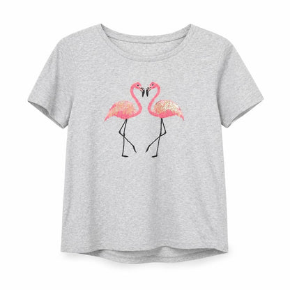 Oasis Women's Grey Flamingo T-Shirt, Size S, Casual Style