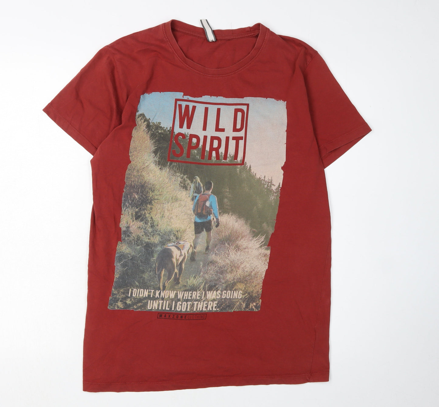 Maxzone Men's Red Nature Graphic T-Shirt L Regular Fit