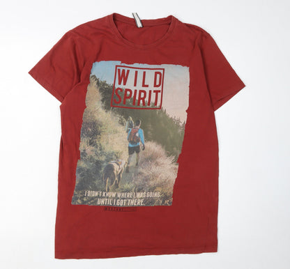 Maxzone Men's Red Nature Graphic T-Shirt L Regular Fit