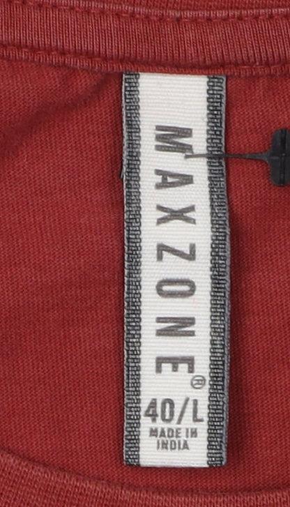 Maxzone Men's Red Nature Graphic T-Shirt L Regular Fit
