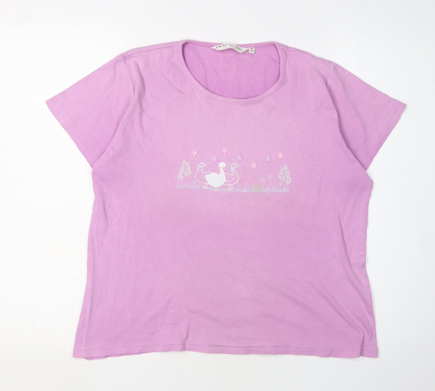 EWM Women's Pink M Basic Cotton T-Shirt