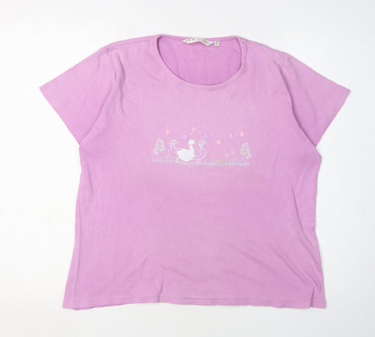 EWM Women's Pink M Basic Cotton T-Shirt