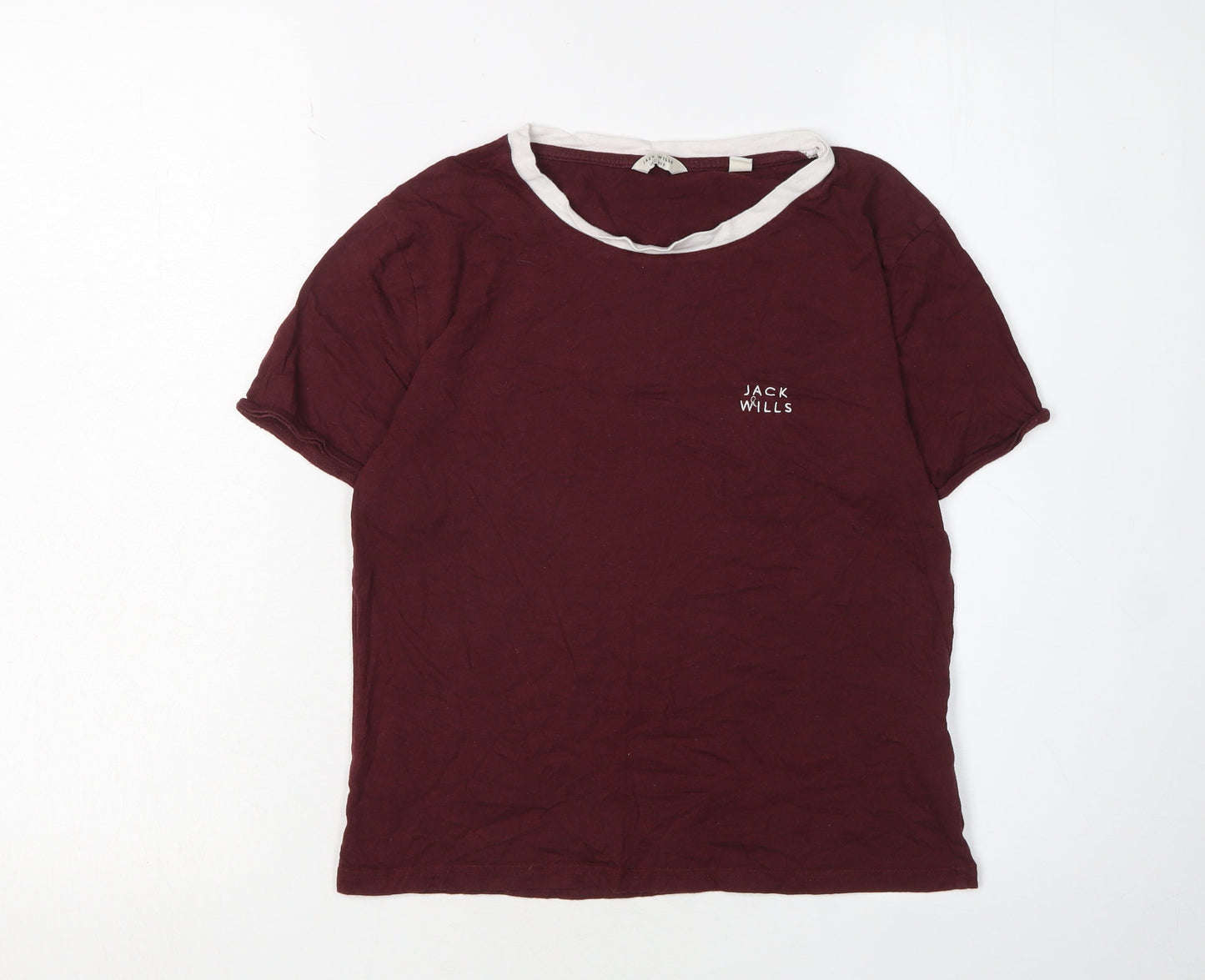 Jack Wills Women's Red Ringer T-Shirt Size 12