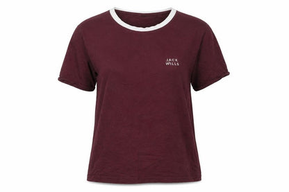 Womens UK Size 12 Jack Wills Red Ringer T-Shirt