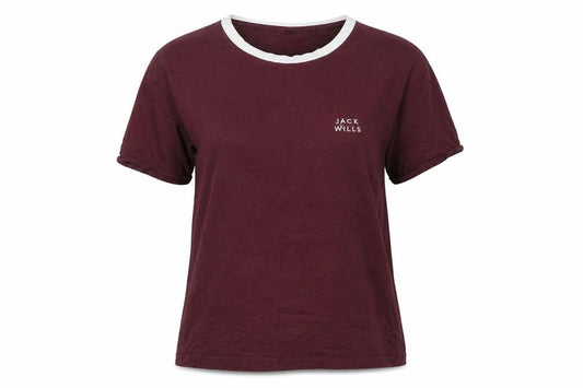 Womens UK Size 12 Jack Wills Red Ringer T-Shirt