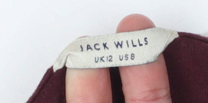 Jack Wills Women's Red Ringer T-Shirt Size 12
