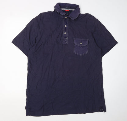 Tommy Hilfiger Men's Blue Cotton Polo Shirt L