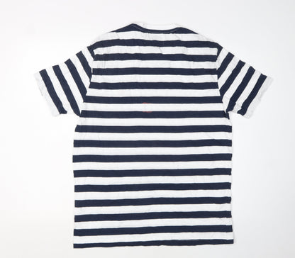 Penguin Men's Blue & White Striped T-Shirt, Size L