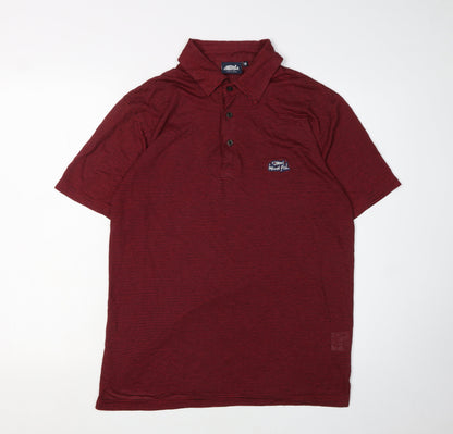 Weird Fish Men's Red Striped Polo Shirt - Small, Casual