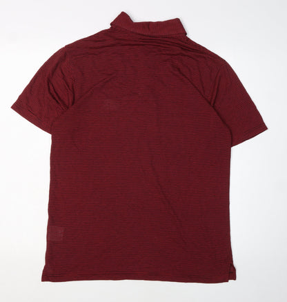 Weird Fish Men's Red Striped Polo Shirt - Small, Casual