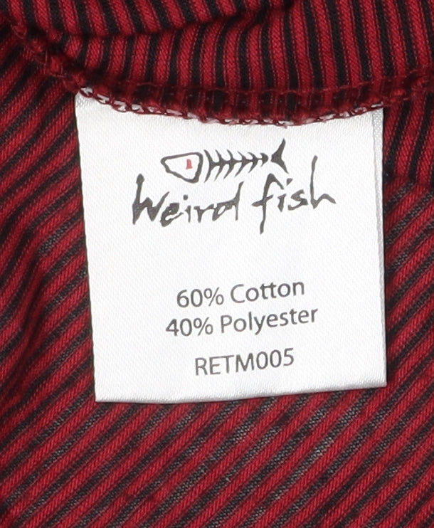 Weird Fish Men's Red Striped Polo Shirt - Small, Casual