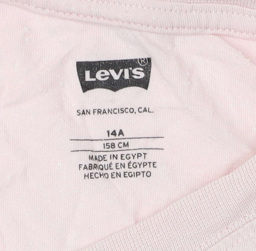 Levi's Girls Pink Logo T-Shirt, Size 14 Plus, Short Sleeve