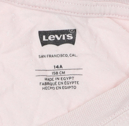 Levi's Girls Pink Logo T-Shirt, Size 14 Plus, Short Sleeve