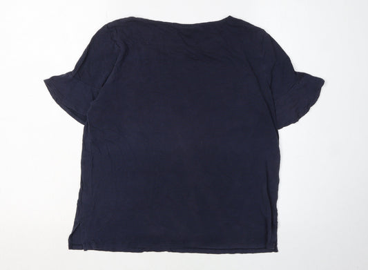 Womens UK Size L Great Plains Blue Basic T-Shirt
